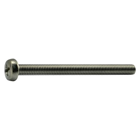 Midwest Fastener M5-0.80 x 60 mm Phillips Pan Machine Screw, Plain A2 Stainless Steel, 6 PK 38151
